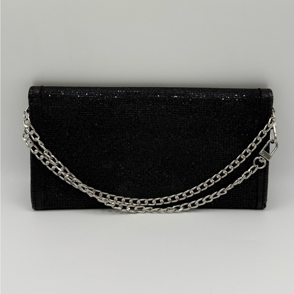 Jimmy Choo Reese Leather & Glitter Clutch w/ Unbranded Chain - Picture 6 of 12